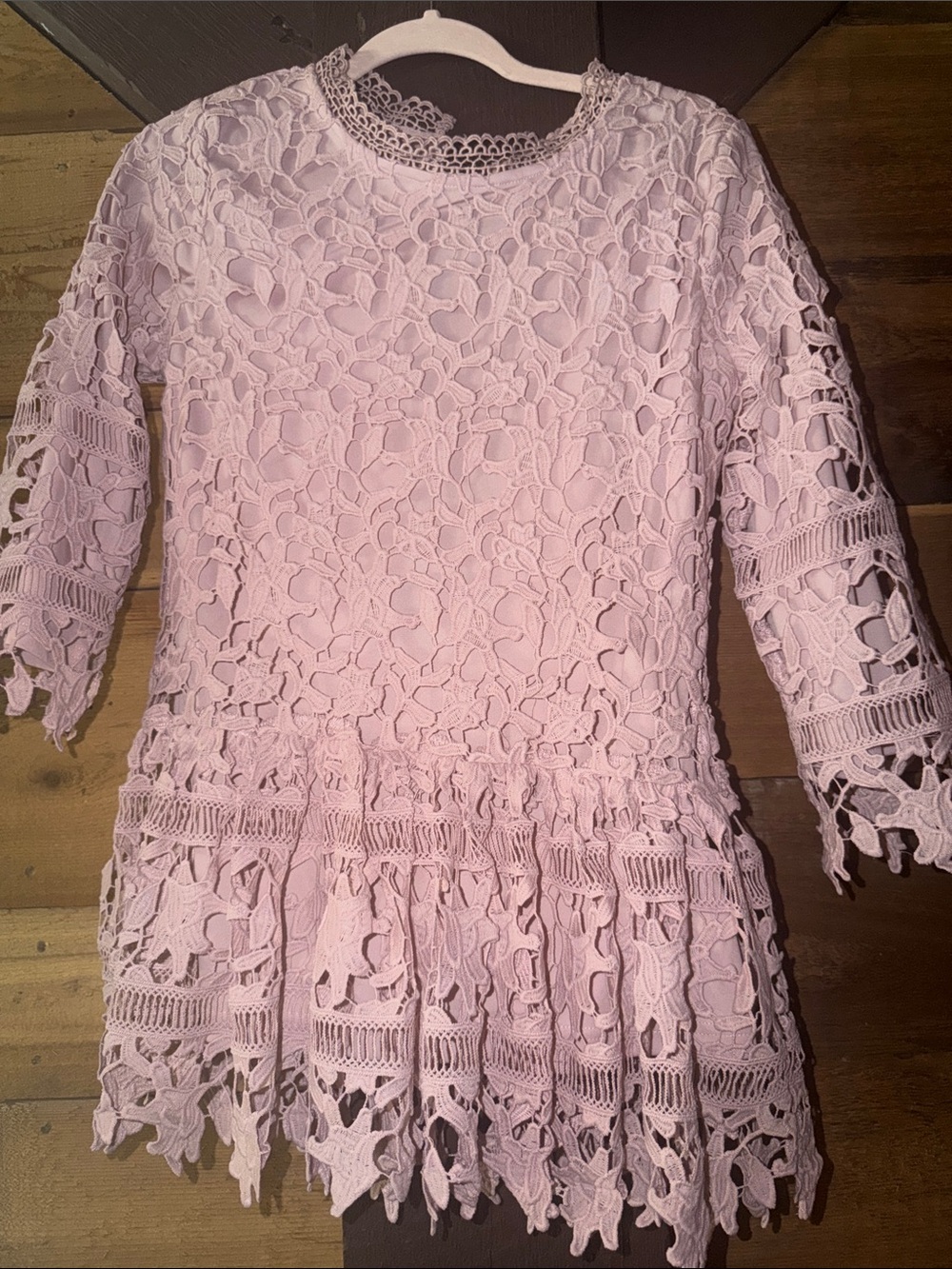 Dainty Jewells Light Pink Lace Peplum Dress